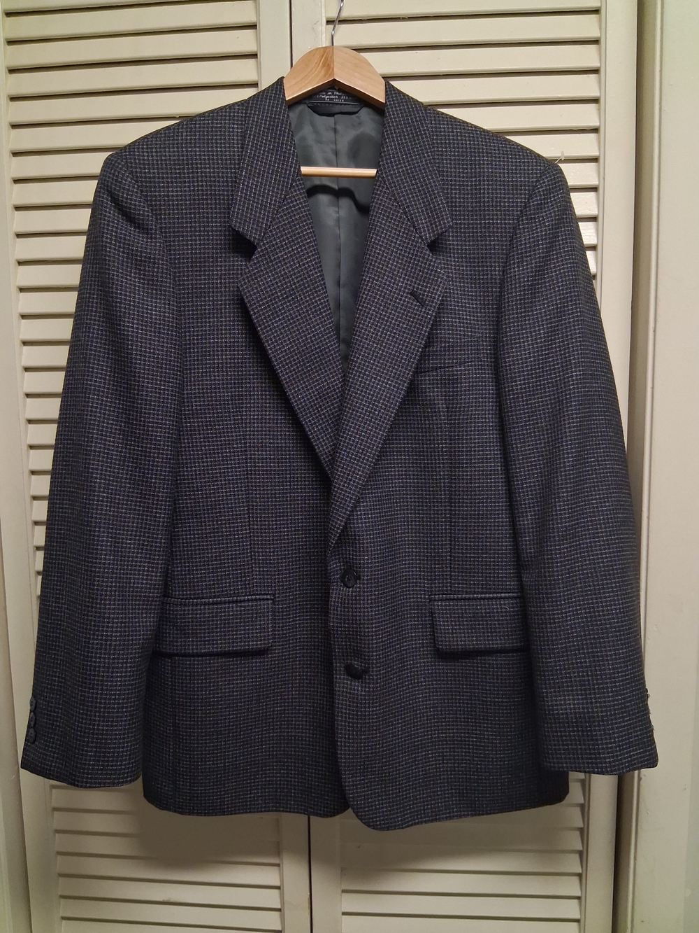 Vintage Men's Gray Check Tweed Harringbone Wool Blend Blazer Sz 41R